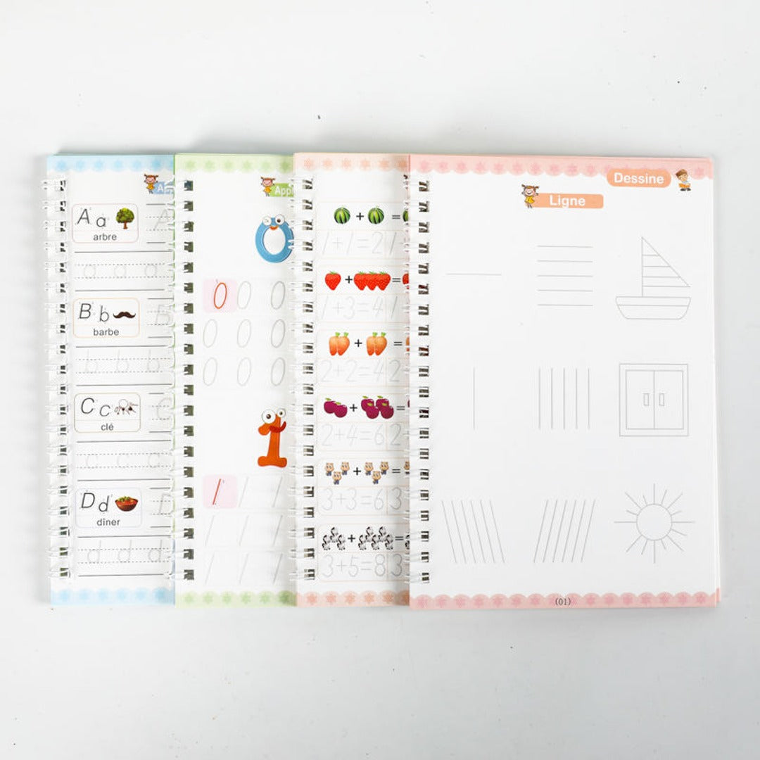 Kit 4 cahiers magiques en français (3 à 7 ans)