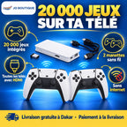 Console de jeux TV blanche : 20 000 jeux et 2 manettes sans fil