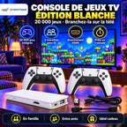 Console de jeux TV blanche : 20 000 jeux et 2 manettes sans fil