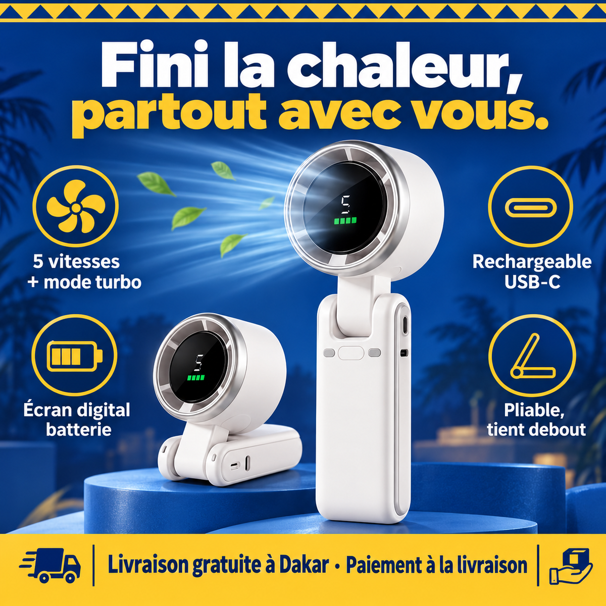 Mini ventilateur turbo rechargeable